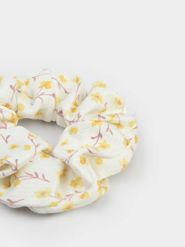Hair tie, 10 cm, polyester, Yellow flowers, Hair flowers, image-1