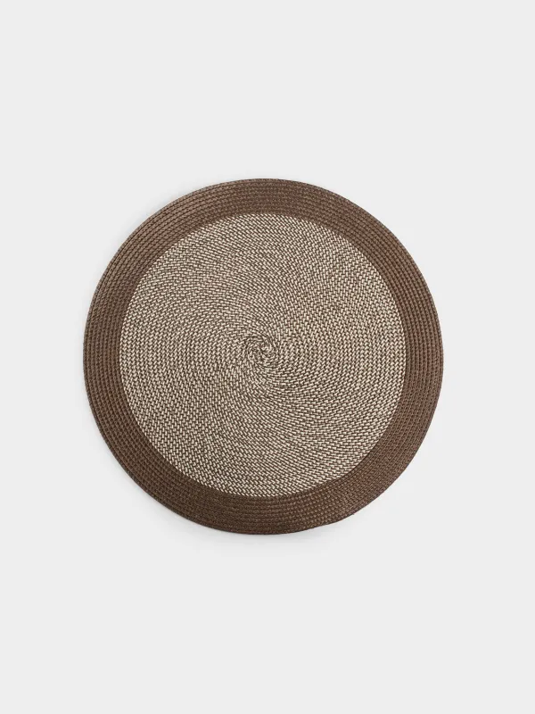 Placemat, 38 cm, polypropylene, round, beige-brown, Circle, image-0