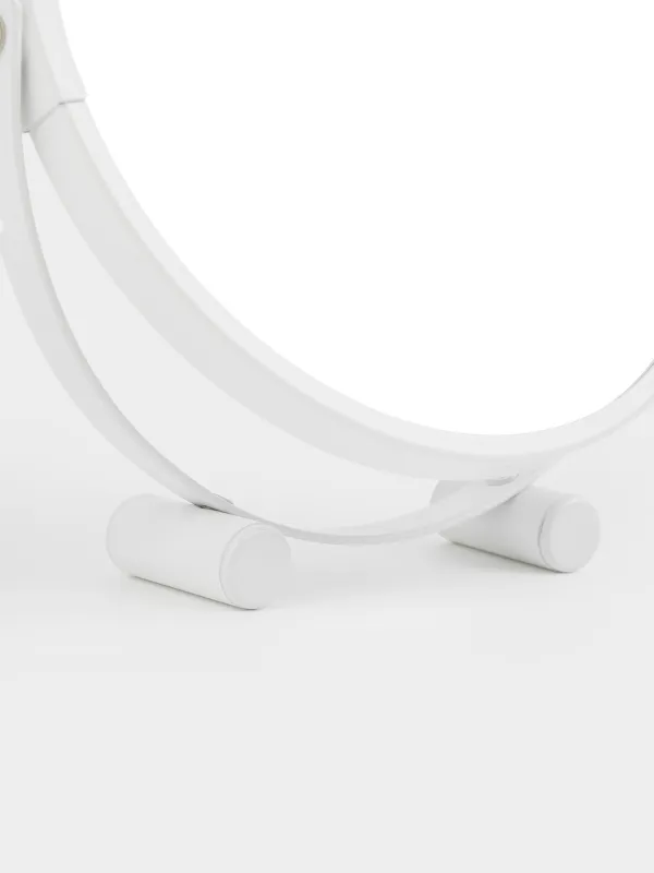 Table mirror, 19x18/15 cm, double-sided, metal, round, white, Vesta, image-2