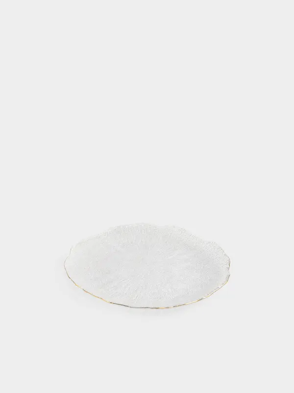 Dining plate, 27 cm, glass, with golden edging, Berg, image-2