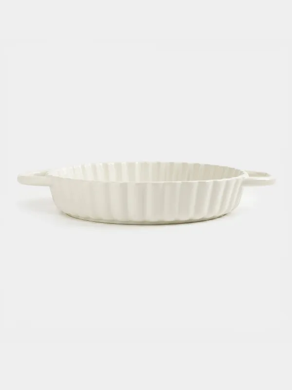 Baking dish, 25 cm, ceramic, round, milky, Cakes ivory, image-0