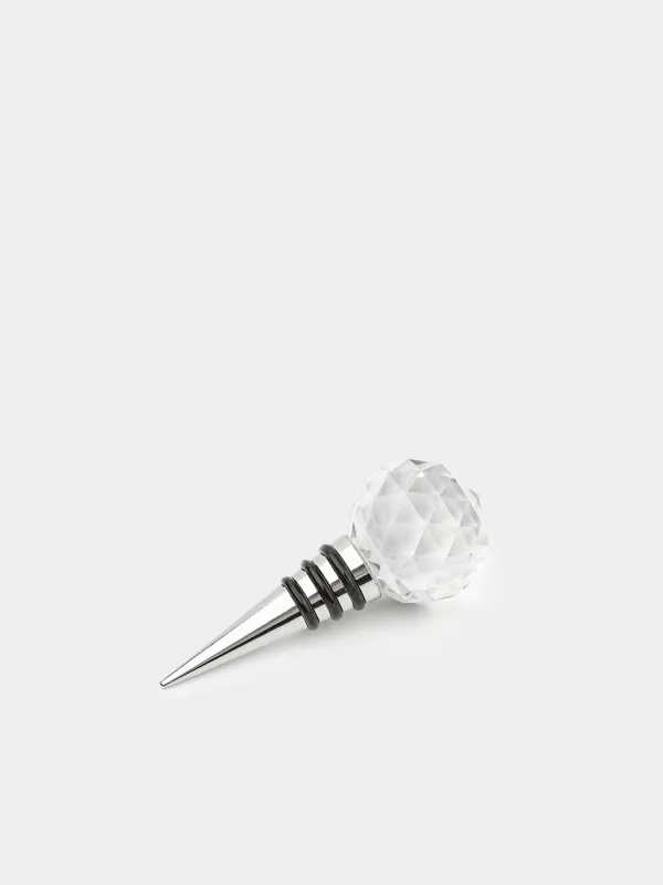 Wine Bottle Stopper, 11 cm, steel/glass, Diamond, Diamond, image-1