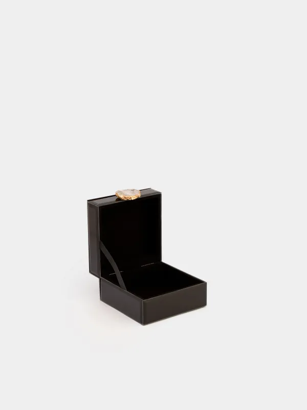 Jewelry box, 12x7 cm, glass, mirror, black, Glossy black, image-2