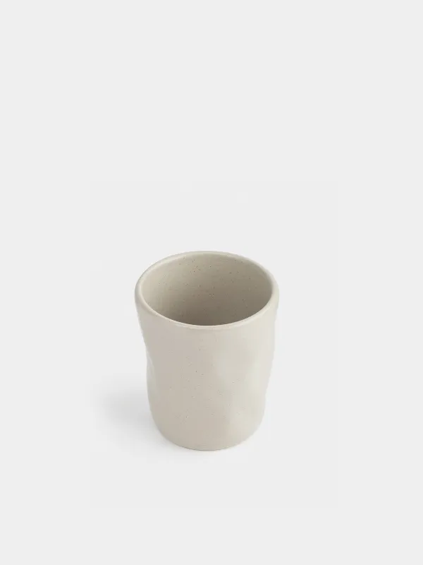 Glass, 10 cm, 300 ml, ceramic, beige, Crumpled effect, Crumple creme, image-1