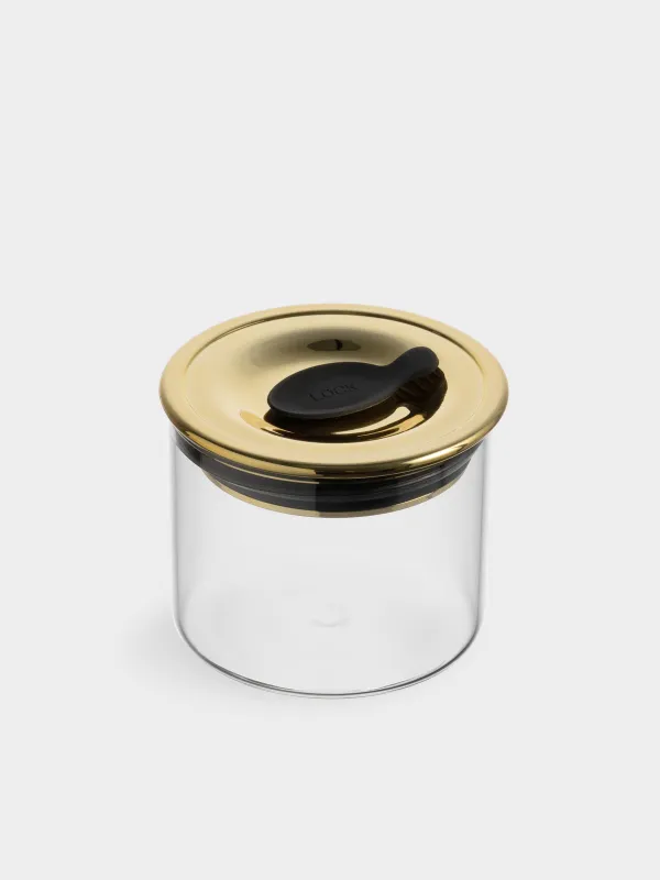 Bulk products jar, 450 ml, glass B / plastic, Golden lid, Classic gold, image-1
