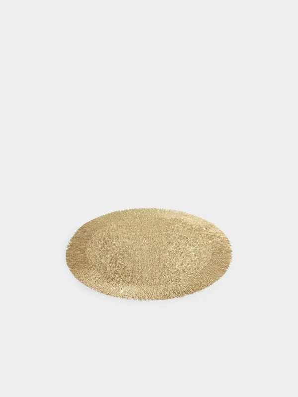 Placemat, 38 cm, fringed, PVC, round, golden, Azhur, image-1