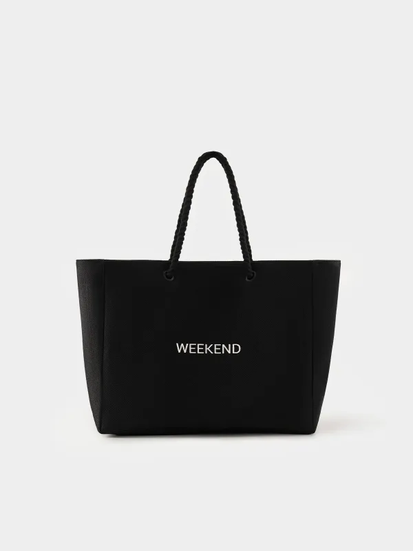 Women's bag, 44x35 cm, polyester, black, Weekend, Coast, image-0