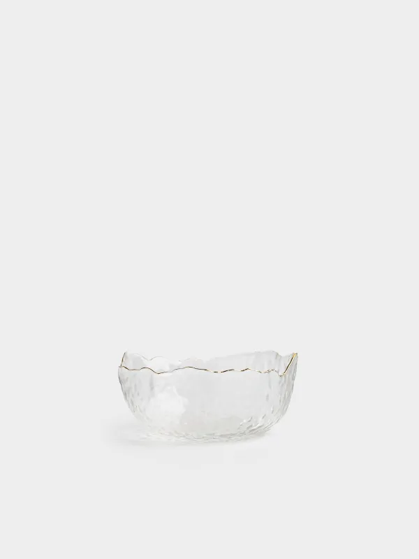 Salad bowl, 17x7 cm, 850 ml, glass, with golden edging, Nautilus gold, image-0
