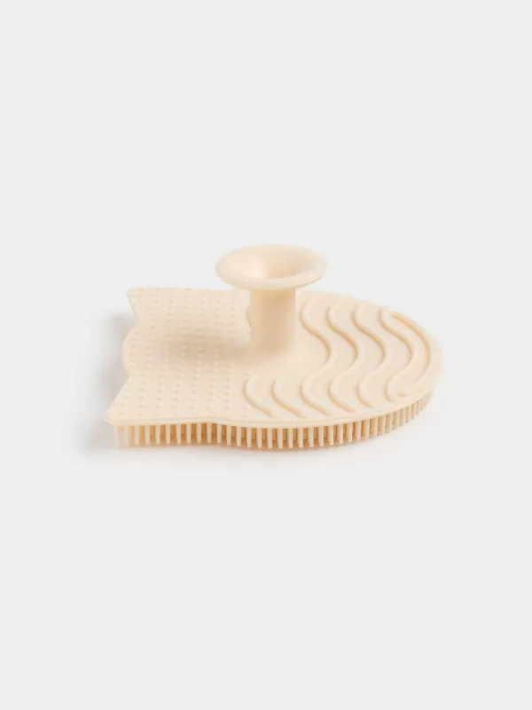 Facial cleansing brush, 6 cm, Massage, Suction cup, Silicone, beige, Cat, Manny, image-4