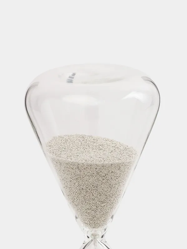 Hourglass, 16 cm, 2 minutes, with sequins inside, glass / sequins, silver, Sand time, image-3