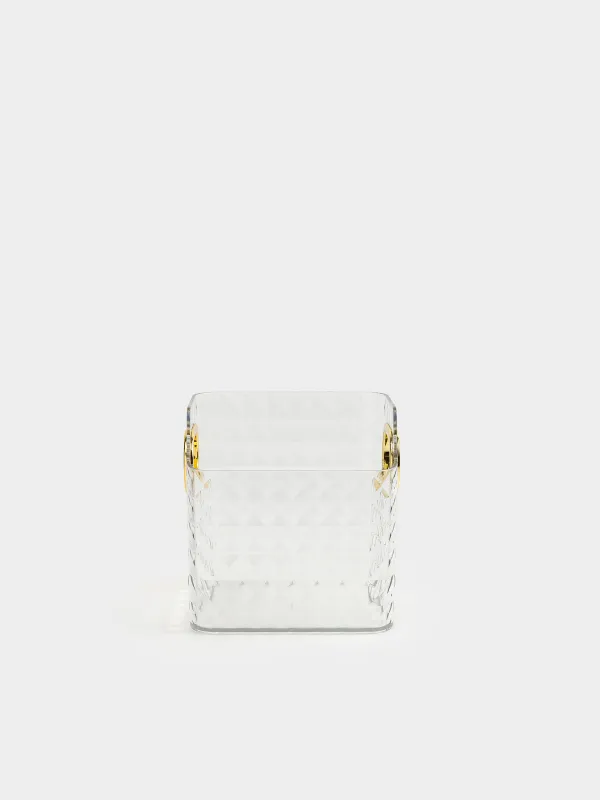 Organizer for cosmetics, 12x12 cm, with gold handles, plastic, Kandy, image-2