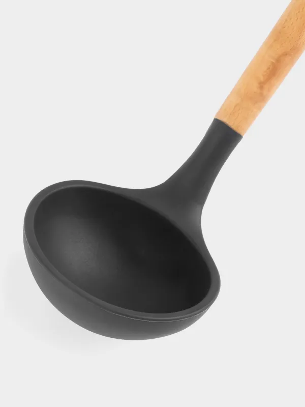 Ladle, 30 cm, silicone / wood, gray, Weekend, image-2