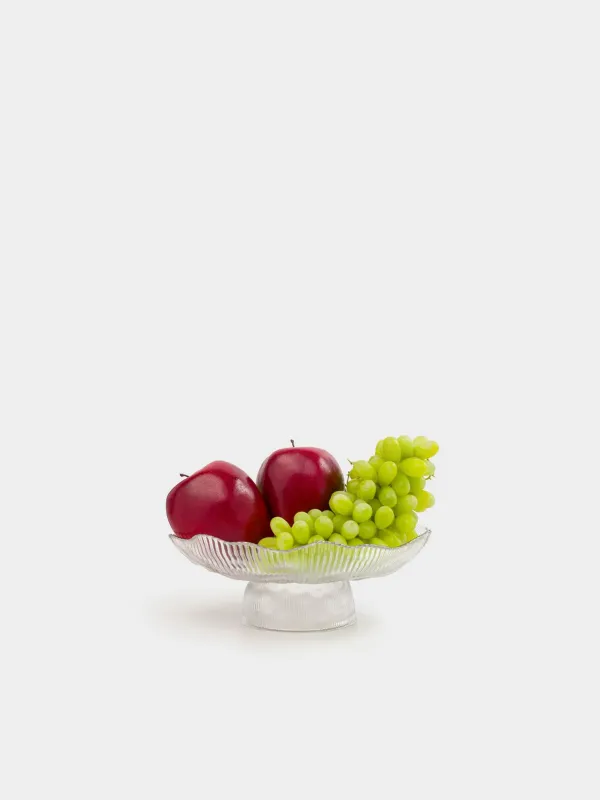 Dish on a leg, 23x9 cm, glass R, with silver edging, Argos silver, image-5