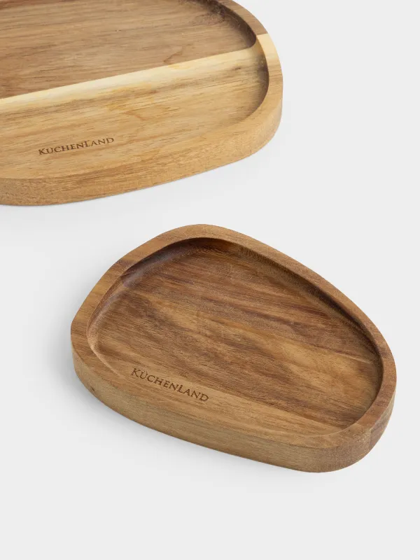 Set of dishes, 16x12 / 20x18 cm, 2 pcs, wood, oval, Noble tree, image-4