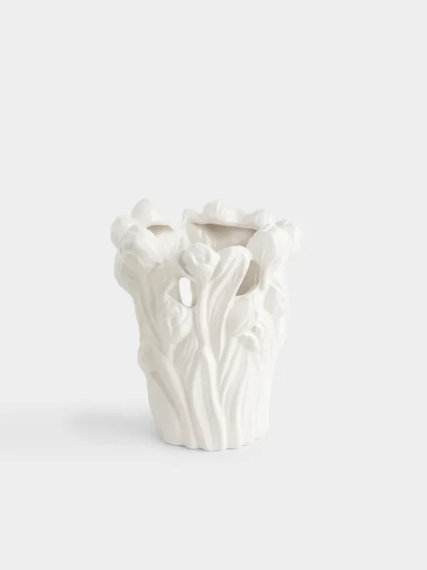 Flower vase, 25 cm, decorative, ceramic, white, Tulips, Tulip, image-0