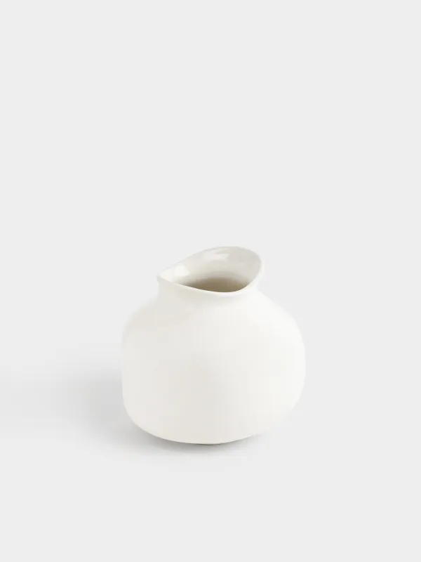 Vase for flowers, 20 cm, ceramic, milk, Curves, Antic, image-1