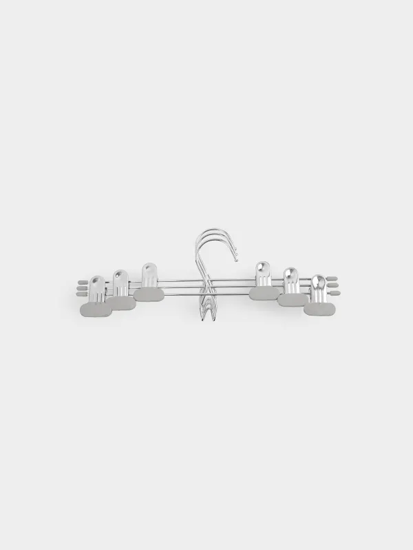 Pant/skirt hanger, 33 cm, 3 pcs, with clips, Coated metal, Grey, Colorful house, image-5