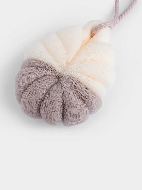 Body washcloth, 13 cm, polyethylene, Beige-white, Flower, Showy, image-3