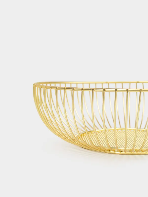 Fruit basket, 25 cm, metal, golden, Twist gold, image-1