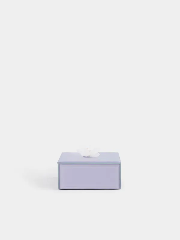 Jewelry box, 10х5 cm, glass, mirror, purple, Flower, Glossy color, image-1