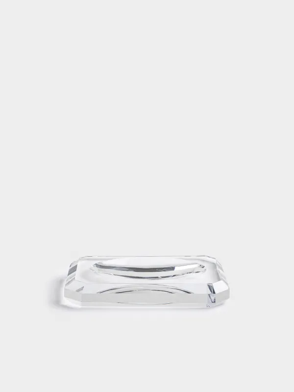 Soap dish, 12x8 cm, glass, rectangular, Facets, Shower Crystal Glance, image-0