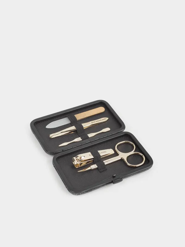 Manicure set, 5 items, steel, golden, Manicure gold, image-1