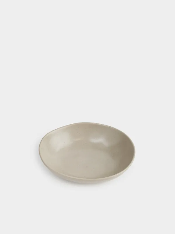 Salad bowl, 22x6 cm, 800 ml, ceramic, beige, Crumpled effect, Crumple creme, image-1
