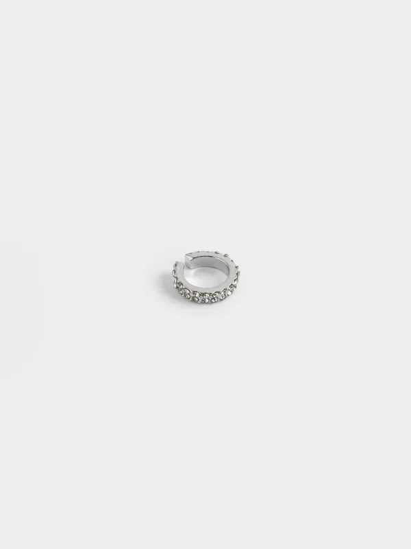 Cuff earring, 1 cm, metal, silver, Crystals, Jewelry crystal, image-1