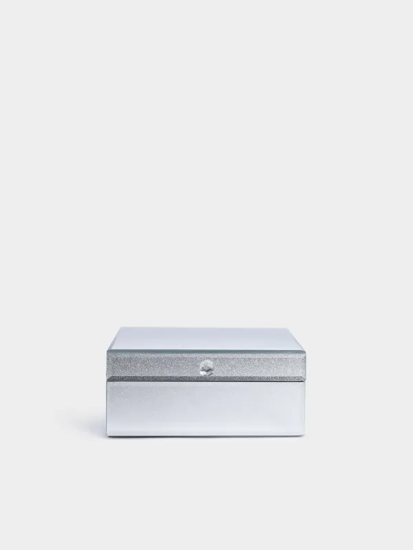 Jewelry box, 20x15 cm, glass, silver, with sparkles, Actress, image-1