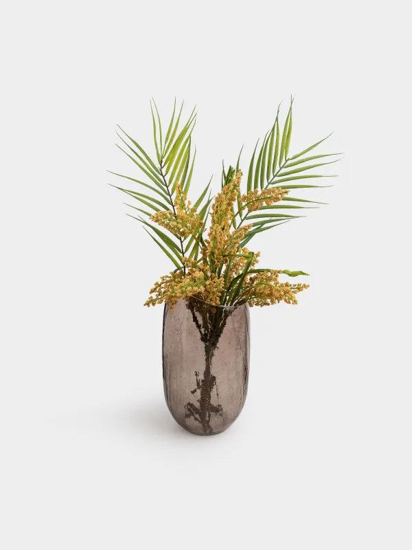 Flower vase, 26 cm, glass, brown, Craquelure, Ice, image-6