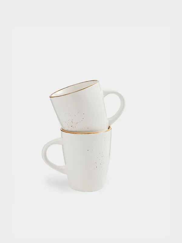 Mug, 350 ml, 2 pcs, milk, speckled, Roxas, image-0