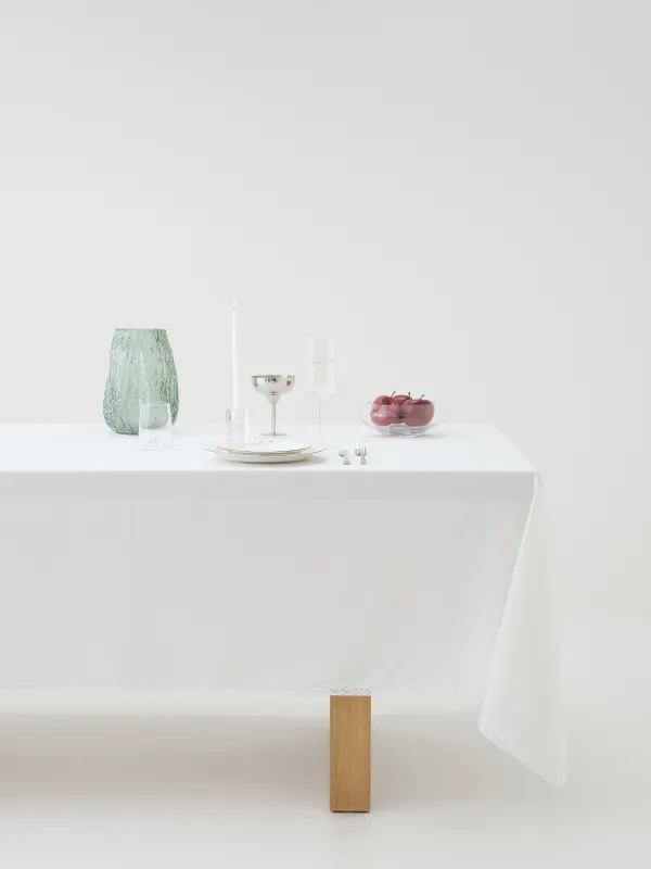 Tablecloth, 160x160 cm, with PU coating, polyester/viscose/linen, white, Lace, Comely lace, image-0