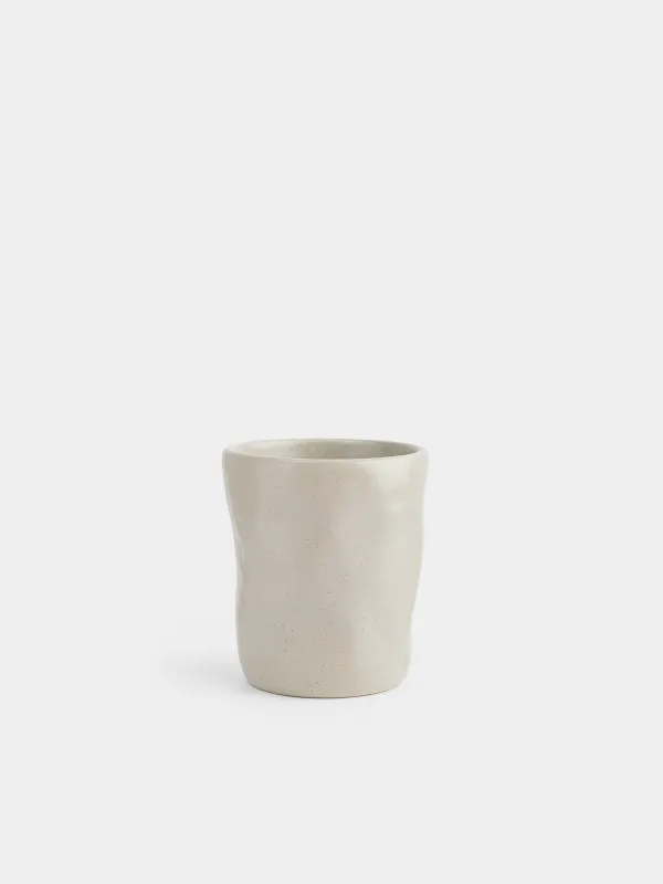 Glass, 10 cm, 300 ml, ceramic, beige, Crumpled effect, Crumple creme, image-0