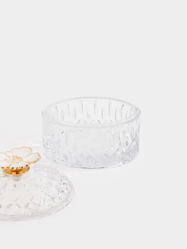 Storage container, 10x8 cm, ml, glass R / metal, Flower, Naiad, image-2