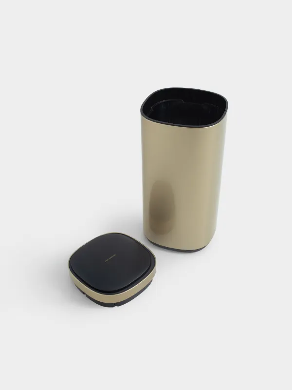 Trash can, 40 l, touch-sensitive, steel/plastic, gold, Sensor bin, image-4