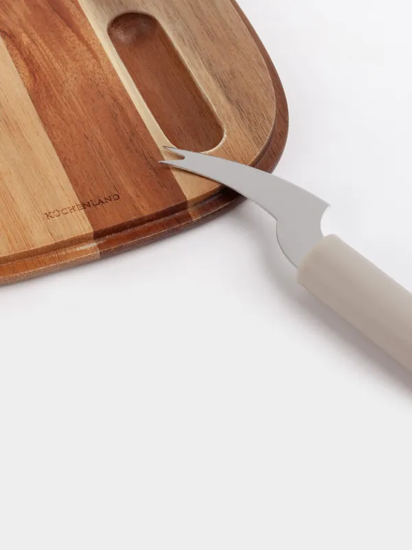 Cheese set, 2 pcs, dish board / dome, steel / wood / plastic, Noble tree, image-4