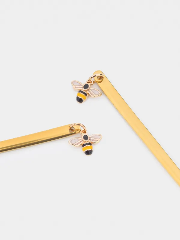 Dessert spoon, 14 cm, 2 pcs, steel, golden, Bee, Honey, image-3