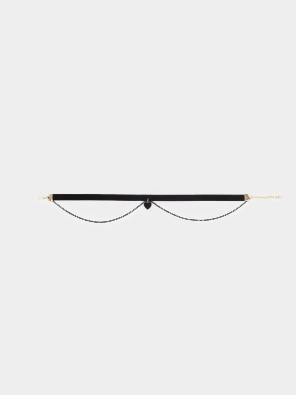 Choker, 29 cm, velvet/metal, black, Heart, Heart, image-1