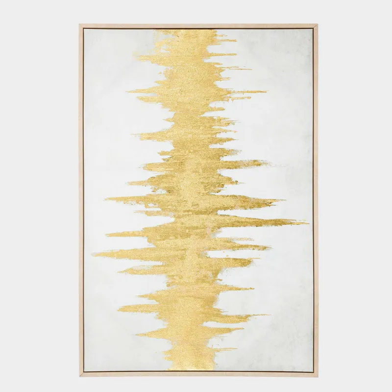 Framed painting, 120x80 cm, canvas, golden beige, Golden touches, Abstract, image-1
