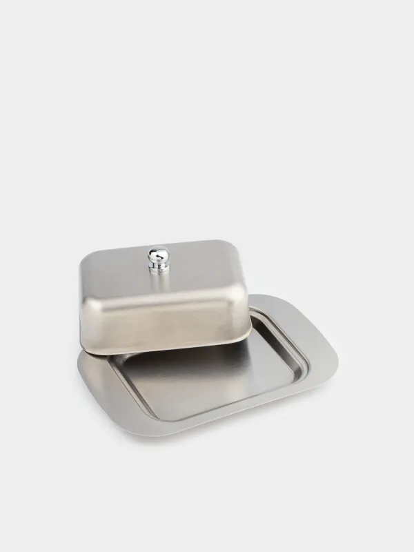 Butter dish, 18 cm, steel, rectangular, Classic, image-4