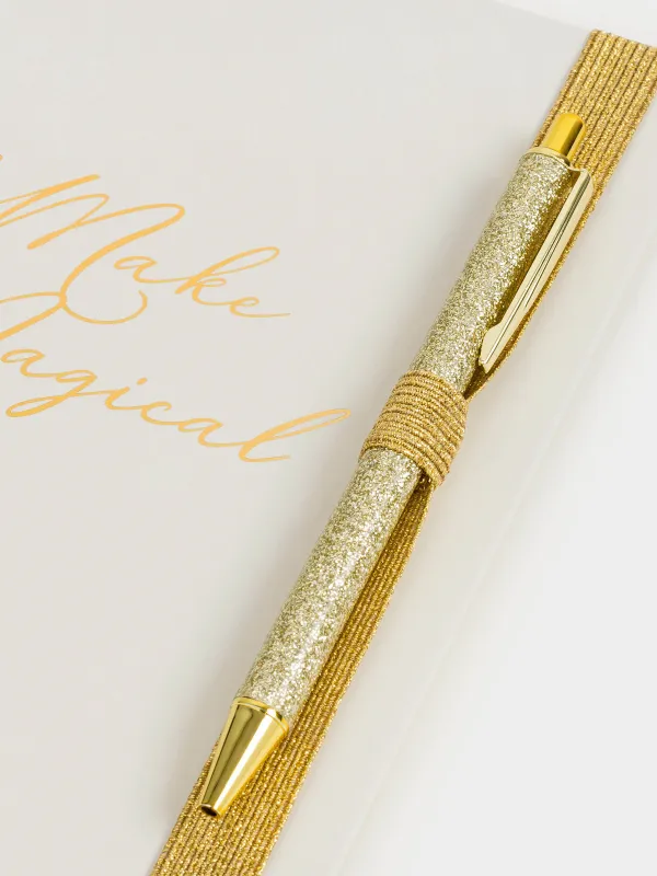 Notepad for notes, 15x20 cm, 80 l, on rings, with a pen, milky, Stationery sparkle, image-4