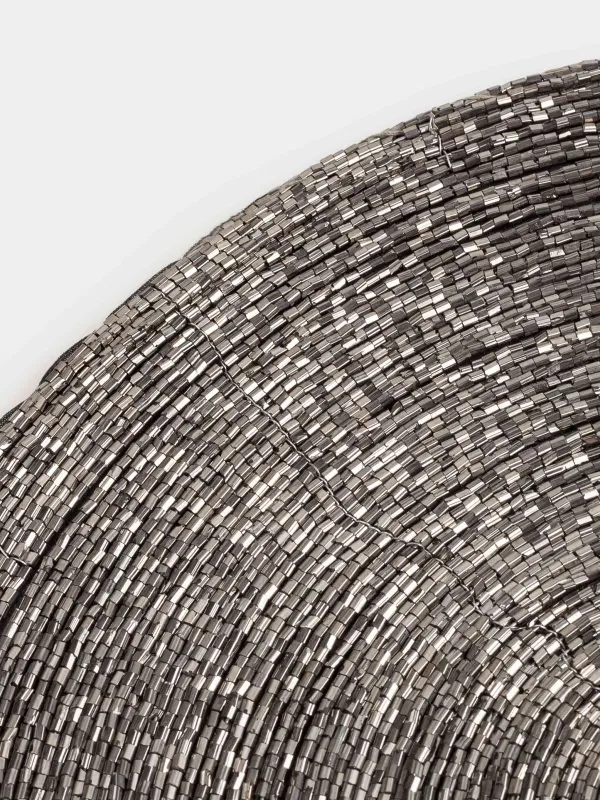 Napkin for appliances, 31x41 cm, beads, oval, dark gray, Shiny beads, image-1