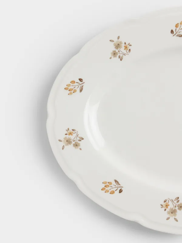 Dish, 35x25 cm, porcelain N, white, oval, Vintage flowers, La flore, image-2