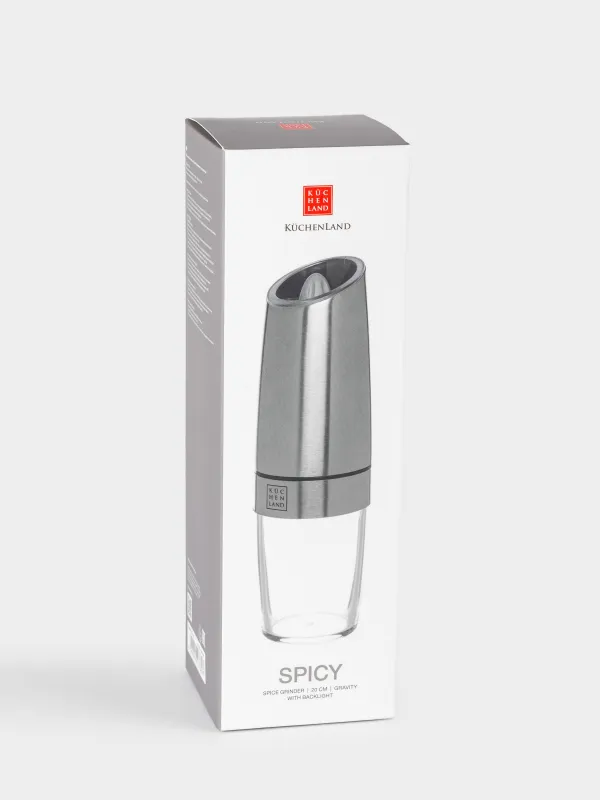Spice mill, 20 cm, Gravity, Steel / Acrylic, LED W, Spicy, image-4