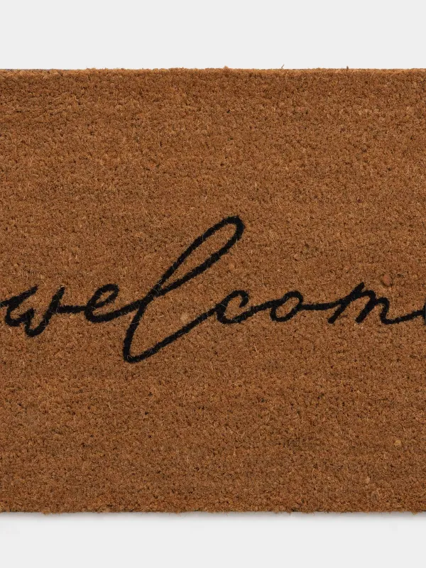 Door mat, 45x75 cm, coconut / pvc, brown, Welcome, Home deco, image-1