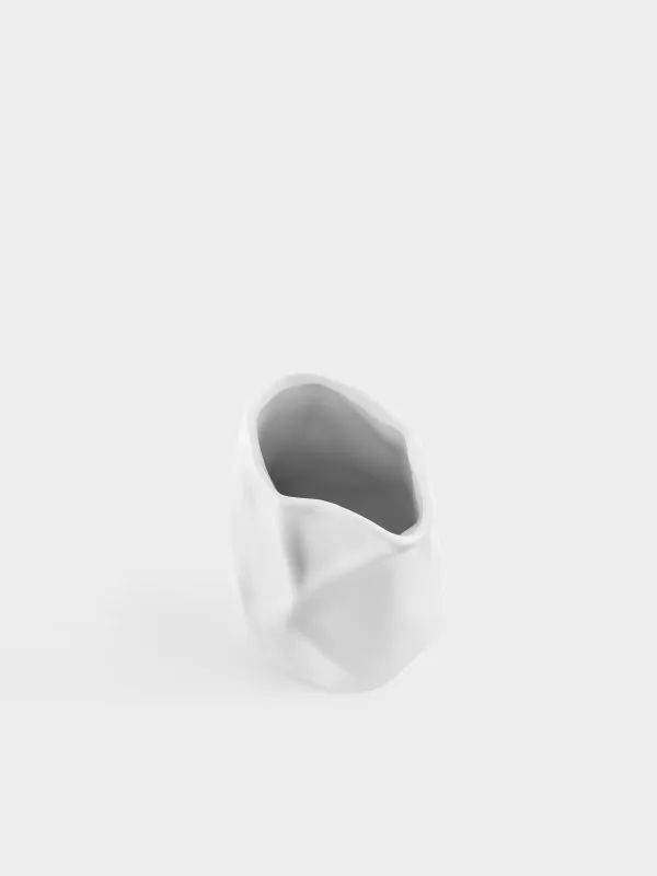 Flower vase, 20 cm, ceramic, white, Moment, Crumple font, image-2