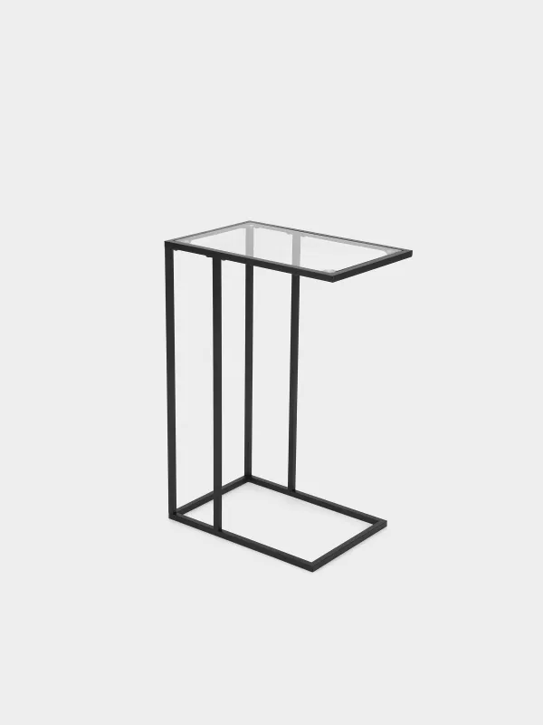 Tray stand, 60 cm, metal / glass, rectangular, Black, Black style, image-0