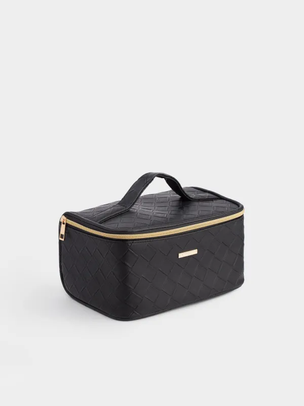 Cosmetic bag, 23x13 cm, with handle, polyurethane, black, Sennit, image-5