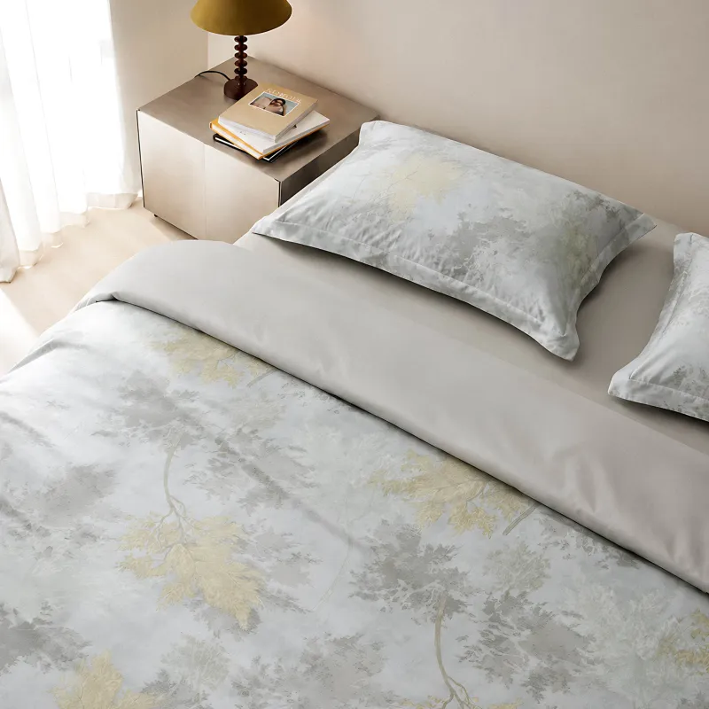 Bed linen, Euro, Tencel 300 TS, grey-menthol, Branches, Tencel