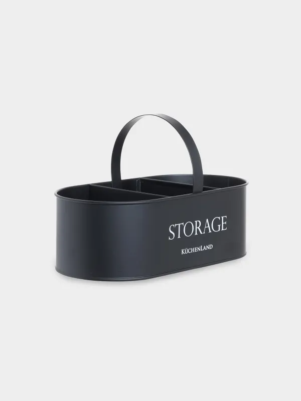 Detergent organizer, 24x13 cm, 3 units, portable, metal, black, Compact black, image-1